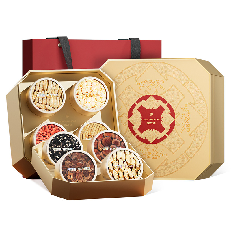 Qi Li Xiang 8-Piece Auspicious Gift Box 410g Red and Black Goji Berry American Ginseng Astragalus Nourishing Herbal Gift Set - Image 5