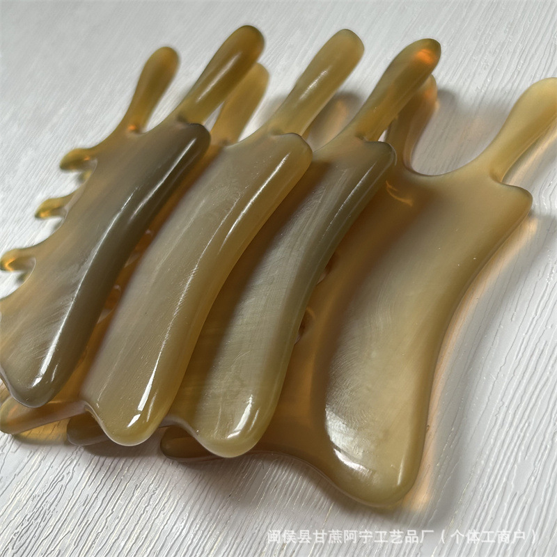 Genuine Horn Comb Wide Teeth Water Drop Bead Massage Comb Monster Fish Shape 10-15CM - Image 3