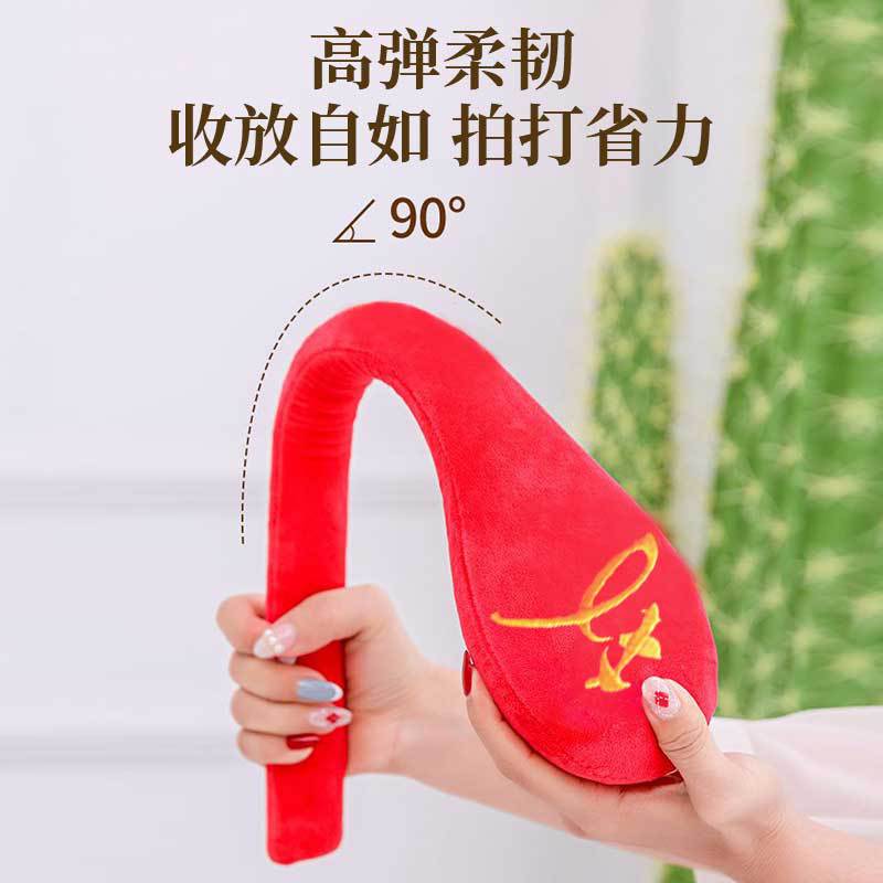 Meridian Patting Stick 48cm Bone-Shaped Back Massage Tool with Acupoint Chart Guochao Red Embroidery - Image 4