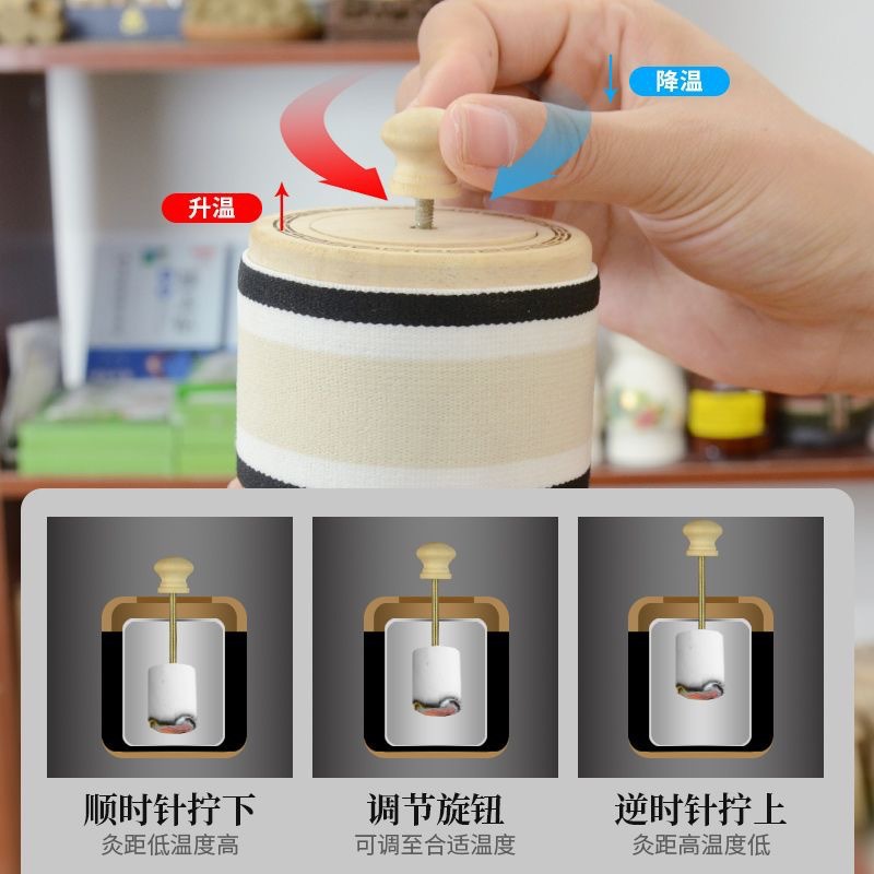 Wooden Moxa Box Portable Smokeless Moxibustion Device with Strap for Home Use - Image 4