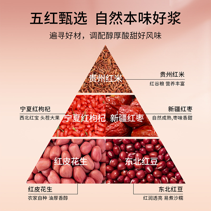 Ejiao Five Red Drink with Red Beans Red Dates Goji Berry Puree 1.2L 40 Sachets Bulk Pack - Image 4