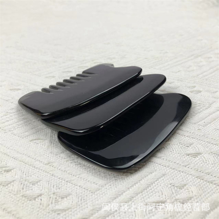 Horn Comb Six Teeth Head Massage Comb Gua Sha Meridian Comb Acupoint Stick Under 10cm - Image 3