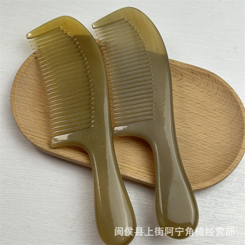 Genuine Horn Comb Wide Tooth Buffalo Horn Hair Comb with Handle 15-20CM - Image 3