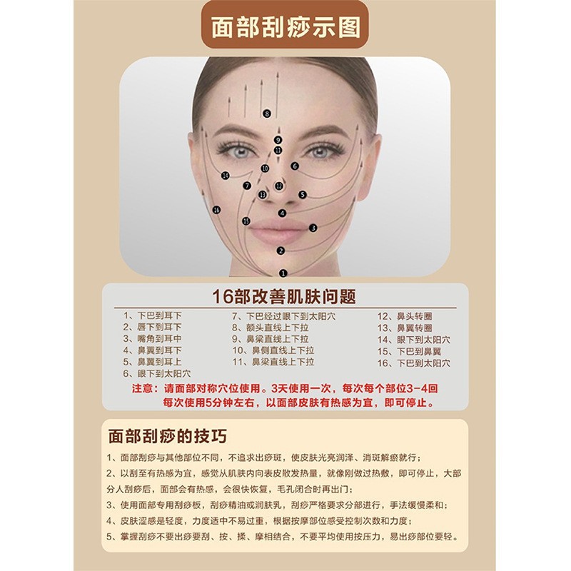 Acupoint Chart Body Meridian Map A5 Face Head Massage Reference Poster for Adults - Image 2