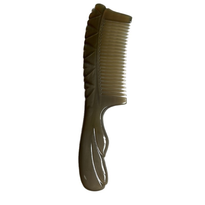 Horn Comb Massage Meridian Thick Handle Hair Comb 20cm Carved Gift Comb - Image 5