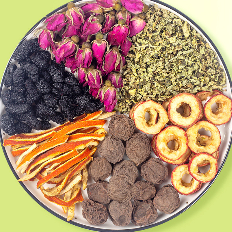 Dark Plum Hawthorn Lotus Leaf Tea (Wu Mei Shan Zha He Ye Cha) — Rose & Mulberry Herbal Blend, 10g x 10 Sachets - Image 2