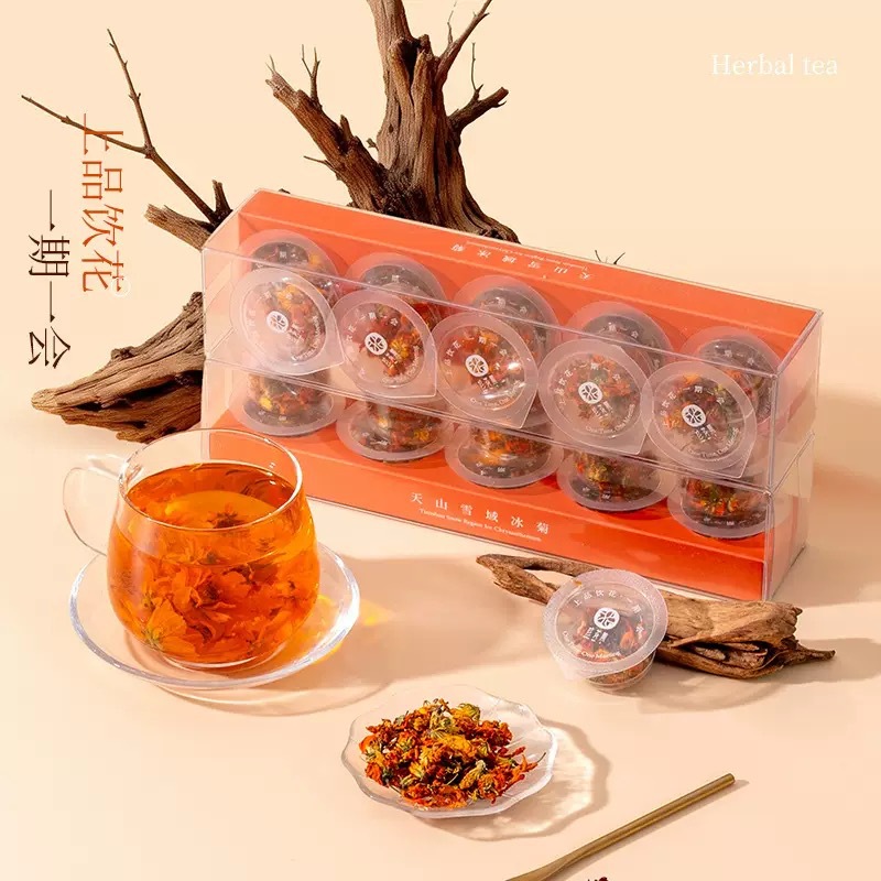 Tianshan Ice Chrysanthemum Herbal Tea Blend with Longan Red Date Goji Rose 50g Small Jar Flower Tea - Image 2