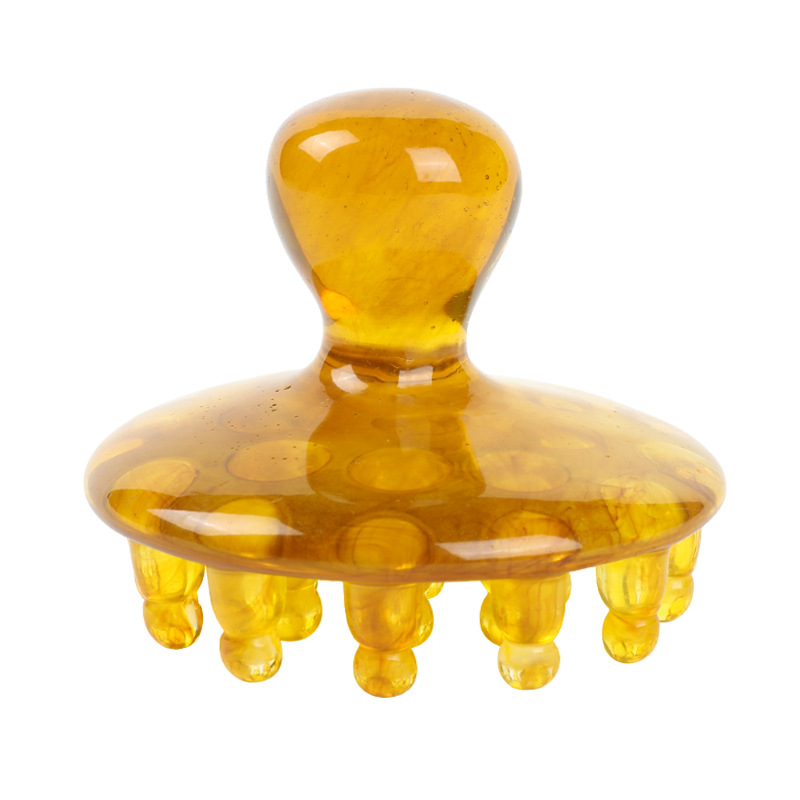 Resin Round Scalp Massage Comb Meridian Brush Gua Sha Tool for Head Body Relaxation 50x40x25mm - Image 5
