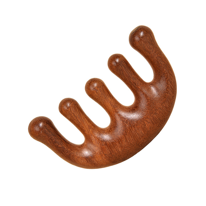 Golden Sandalwood Massage Comb Wide Tooth Head Scalp Meridian Comb Double Head Dolphin Design - Image 5