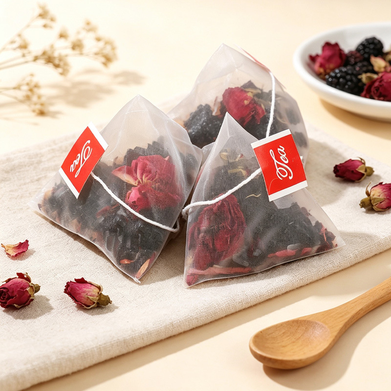 Roselle Mulberry Rose Tea (Hibiscus sabdariffa, Morus alba, Rosa rugosa) — Triangular Herbal Tea Bags - Image 3