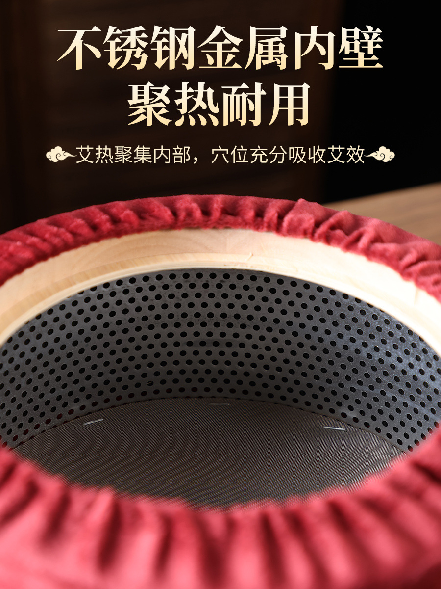 Wooden Moxa Box Smoke Filter Portable Moxibustion Device with 3 Stone Ground Moxa Sticks 7cm for Full Body Warming - Image 3