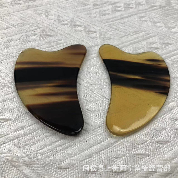 Horn Gua Sha Scraping Board Set Dolphin Heart Triangle Shapes Facial Massage Tool 9.5x5.5cm - Image 2