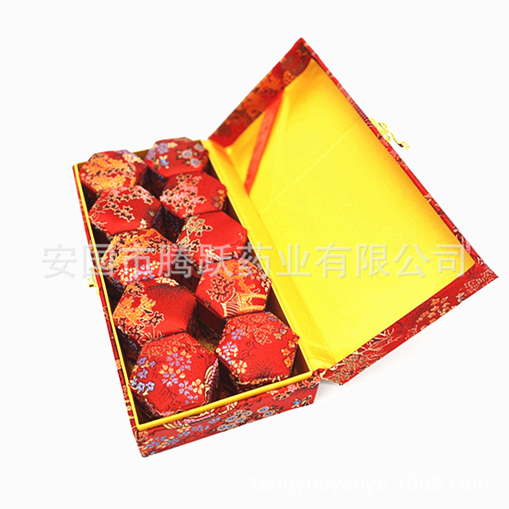 Red Brocade Gift Boxes Set of 10 Empty Packaging Boxes for Herbal Gifts and Jewelry - Image 2