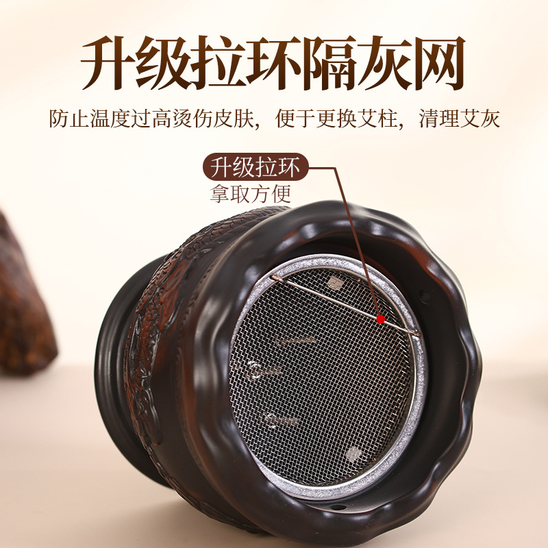 Red Bian Stone Fire Dragon Moxa Jar Set with 12 Moxa Sticks and Gift Box for Home Warming Therapy - Image 4