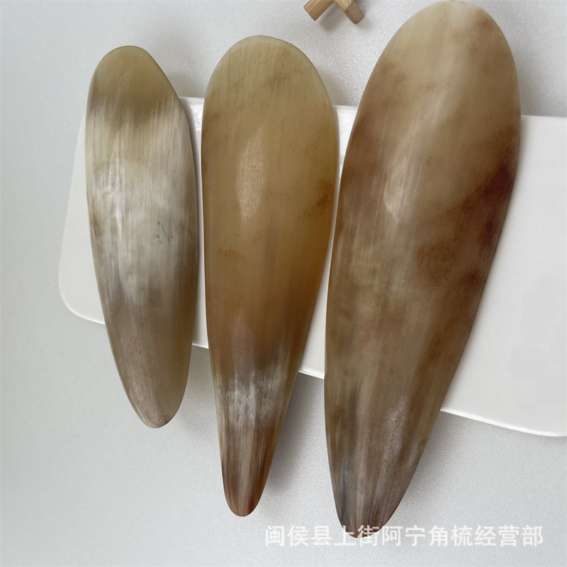 Natural Buffalo Horn Gua Sha Board Half-Edge Scraping Plate for Beauty Massage and Body Care - Image 2