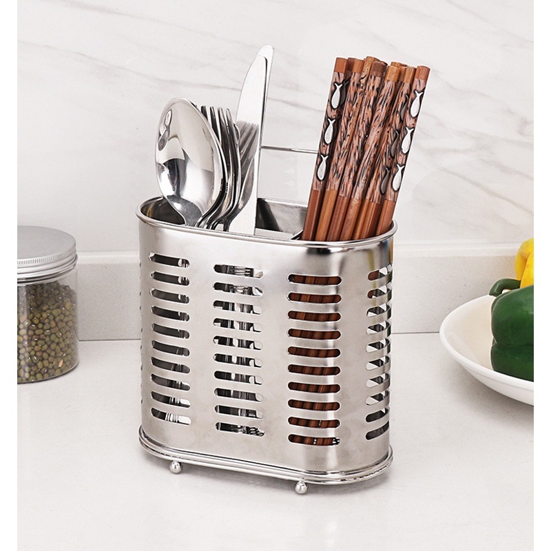 Stainless Steel Chopstick Holder Wall Mounted Draining Utensil Rack for Kitchen Storage - Image 4
