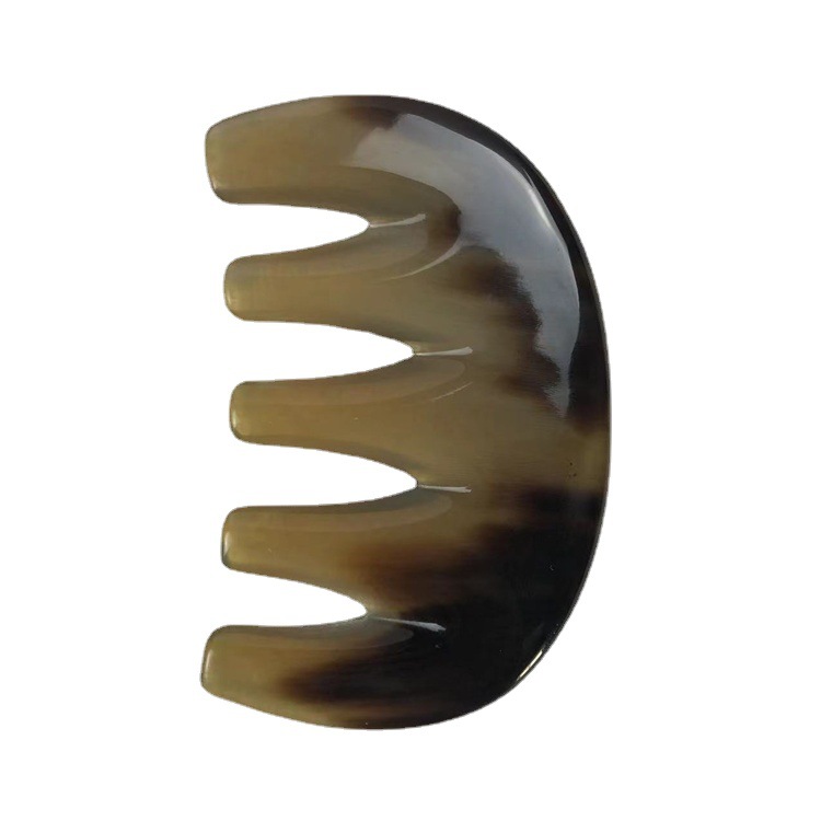 Natural Horn Five Tooth Comb Thickened Head Massage Comb for Scalp Care and Meridian Grooming - Image 5