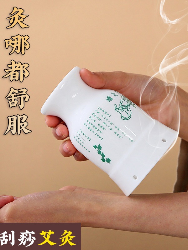 Ceramic Moxibustion Cup Wuling Jar Double Layer Heat Insulated Handheld Guasha Tool for Home Warm Therapy - Image 4