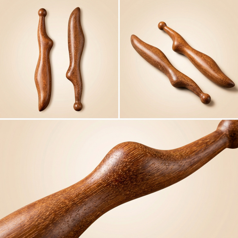 Zi Guang Tan Sandalwood Gua Sha Massage Stick Acupoint Pen for Body Meridian Care - Image 2