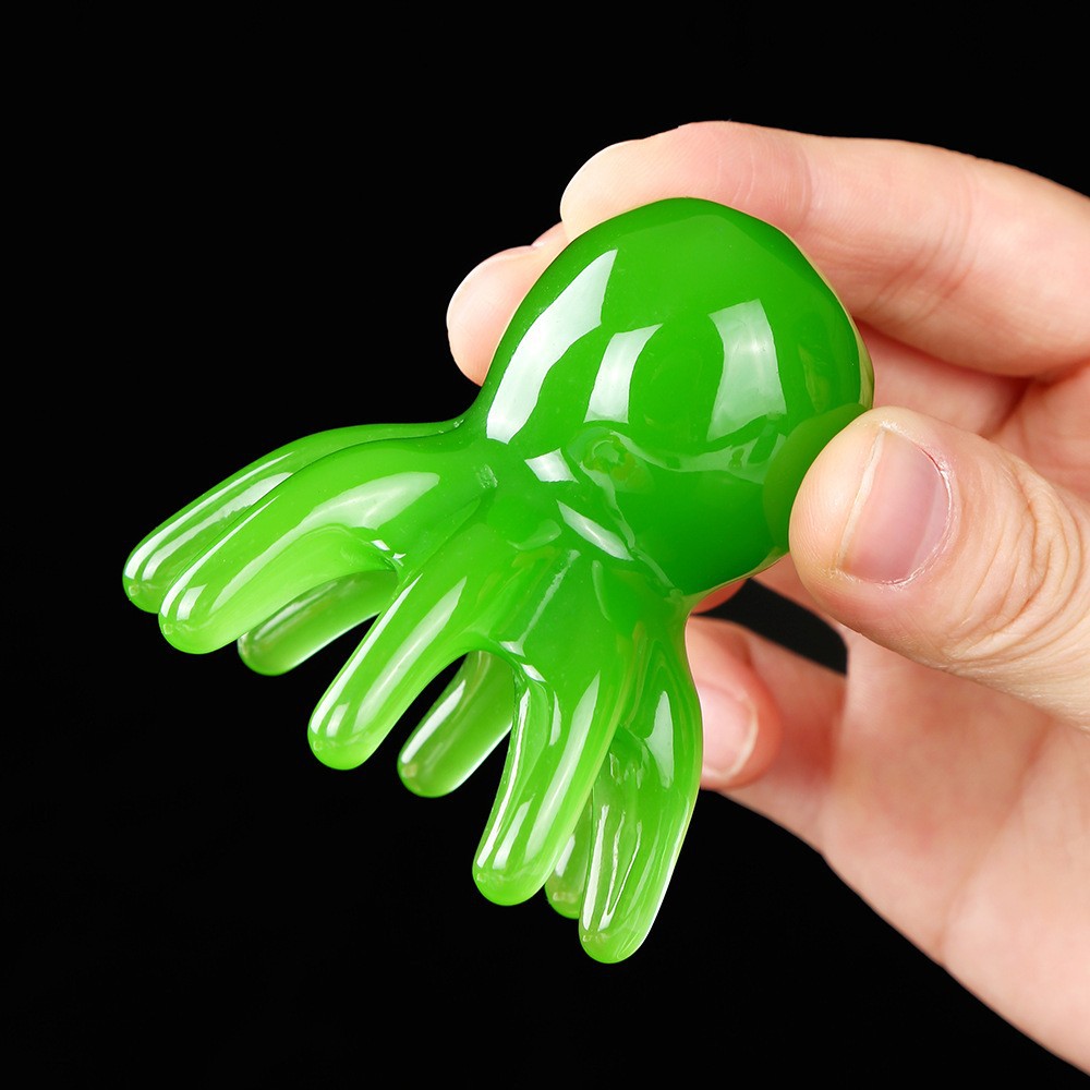 Pink Octopus Scalp Massage Comb Portable Meridian Head Therapy Tool Wide Teeth Guasha Style - Image 4