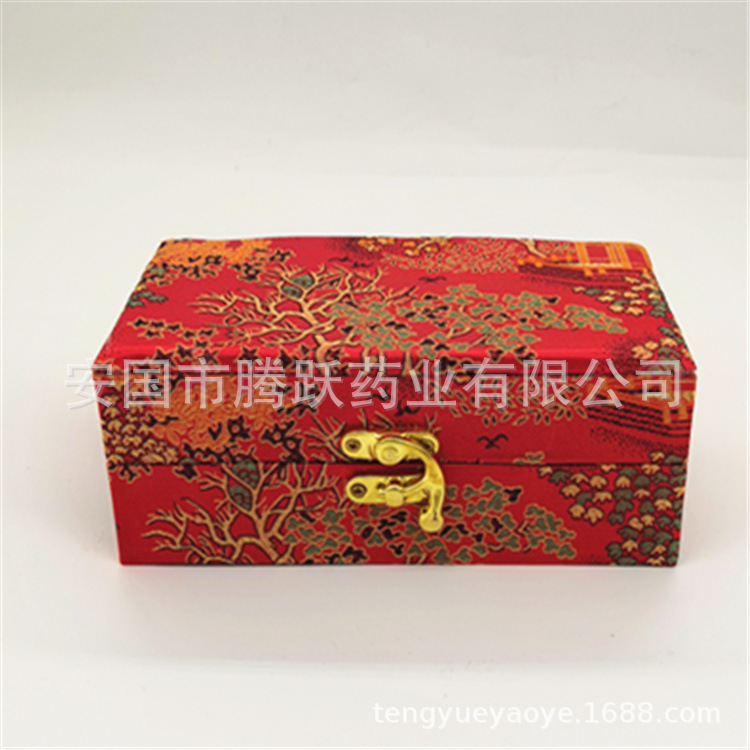 Red Brocade Gift Box for Herbal Pills 15 Slots 3cm Inner Diameter Empty Display Case - Image 4