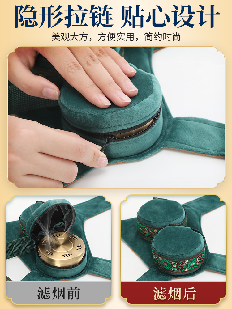 Portable Copper Moxibustion Box with Cloth Bag for Home Warm Compress on Abdomen and Body - Image 4