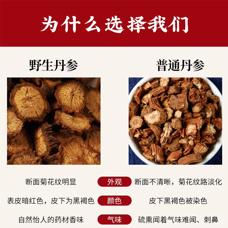 Dried Dan Shen Red Sage Root Slices 500g Wild Purple Danshen from Dabie Mountains TCM Herbal Tea and Decoction Pieces - Image 2