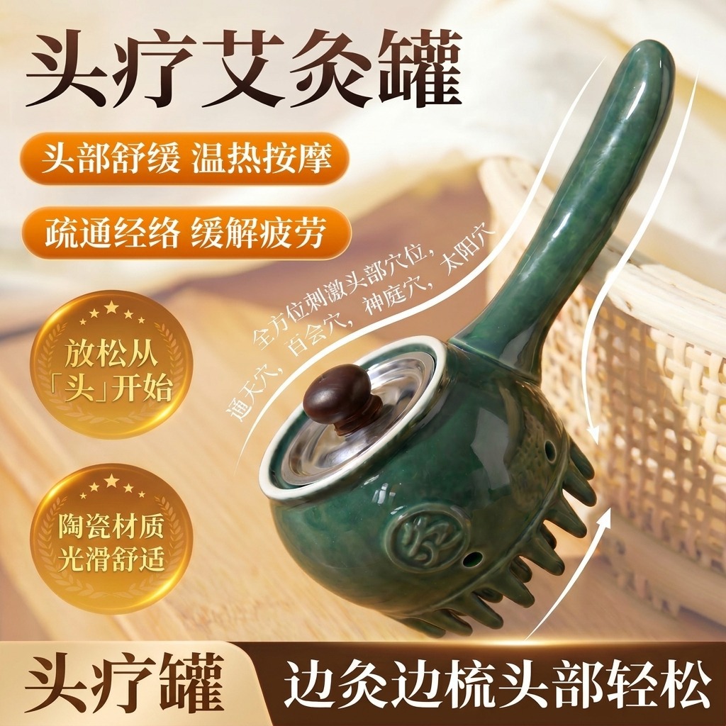 Handheld Moxa Cup with Bian Stone Massage and Gua Sha 3-Year Aged Moxa Sticks 54 Count - Image 4