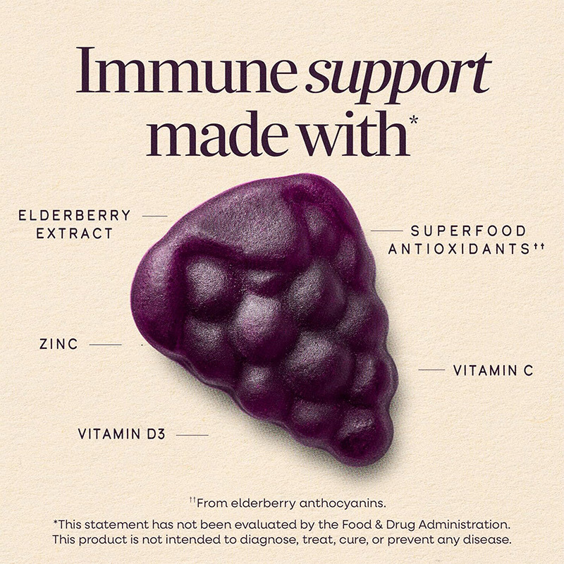 Elderberry Gummies with Vitamin D3 and Zinc Fruit Supplement Gummies 180g Custom OEM - Image 4