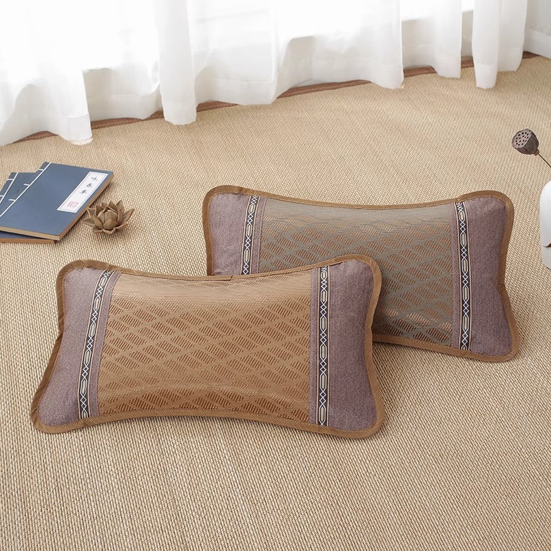 Tea Scented Buckwheat Pillow Cooling Summer Neck Support Pillow Rattan Style Cover 35x55cm Set of 2 - Image 3