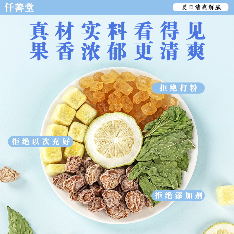 Preserved Plum & Phyllanthus Emblica Mint Tea — Freeze-Dried Fruit Herbal Blend with Lemon - Image 2