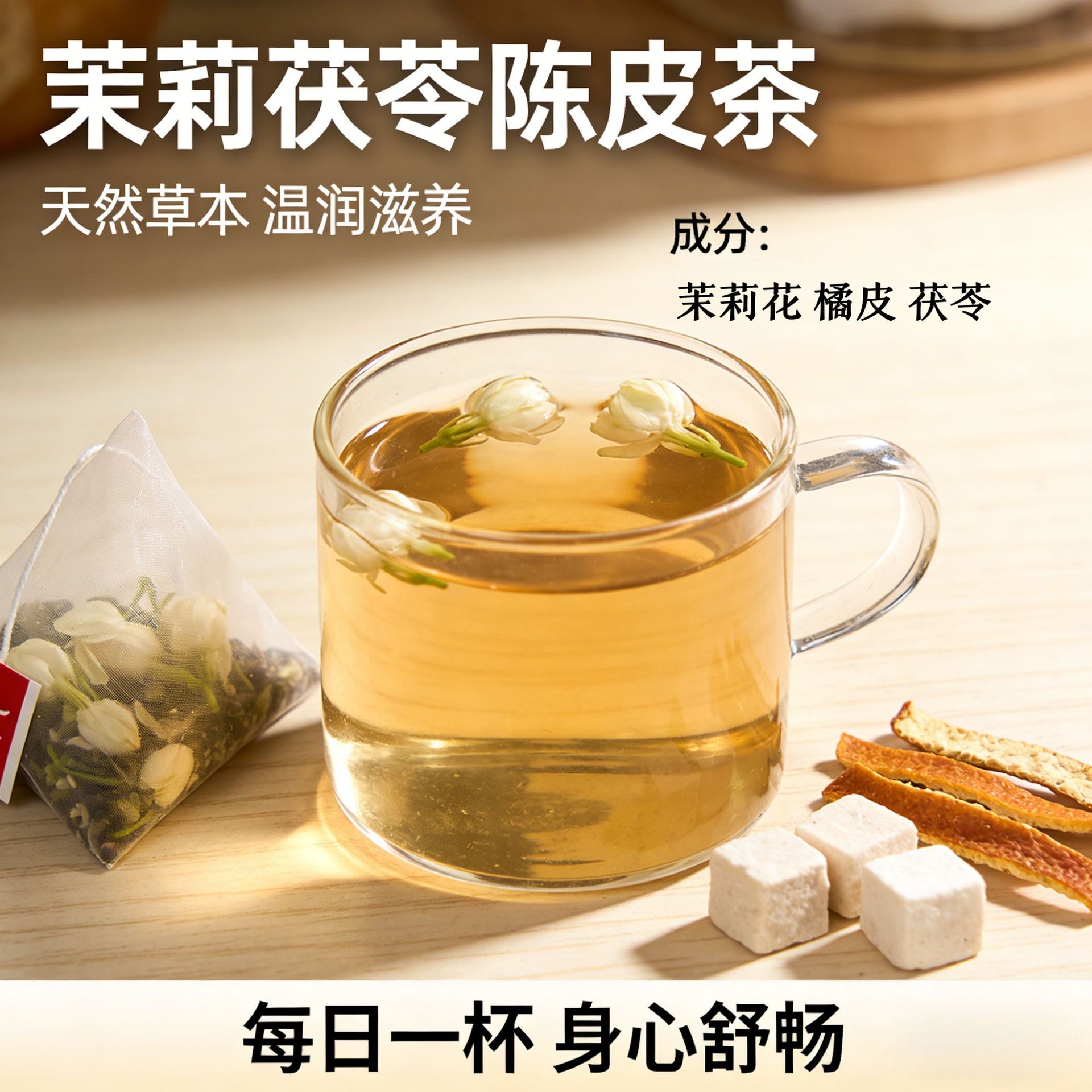 Jasmine Poria Tangerine Peel Tea 100g 20 Pyramid Tea Bags Daily Wellness Brew - Image 4