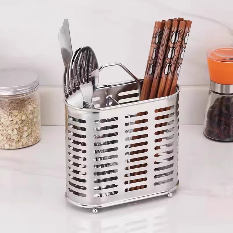 304 Stainless Steel Chopstick Holder Wall Mounted Kitchen Utensil Storage Box Nordic Beige - Image 2