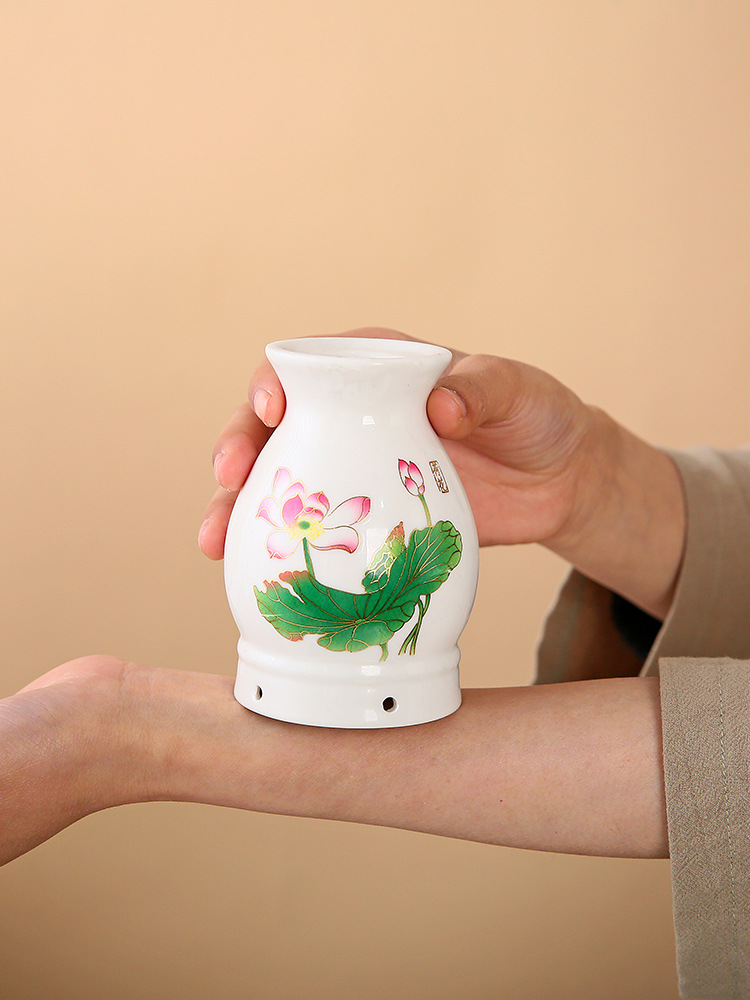 Ceramic Moxibustion Jar Double Layer Anti-Scald Design with Gua Sha Function Portable Warming Device 10.5x6.5x5.5 cm - Image 4