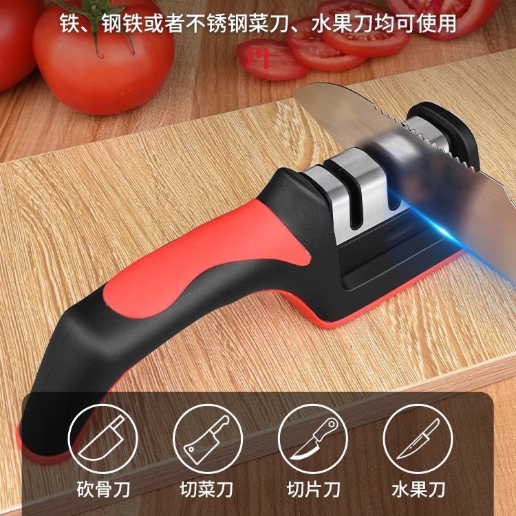 Stainless Steel Knife Sharpener Whetstone with Base Fixed Angle Kitchen Scissors Portable - Image 2