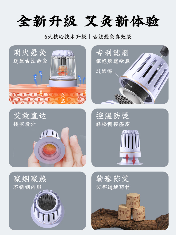 Portable Moxibustion Box Ai Xiao An Smoke-Filtering Warming Device for Home Body Use with 48 Moxa Sticks and 48 Adhesive Patches - Image 2