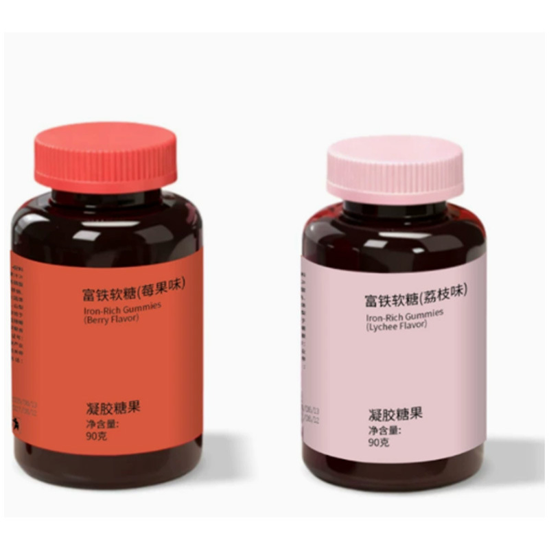 Iron-Enriched Gummy Candy Berry and Lychee Flavor Bottle Pack 180g Individually Wrapped Gel Candy Snack - Image 5