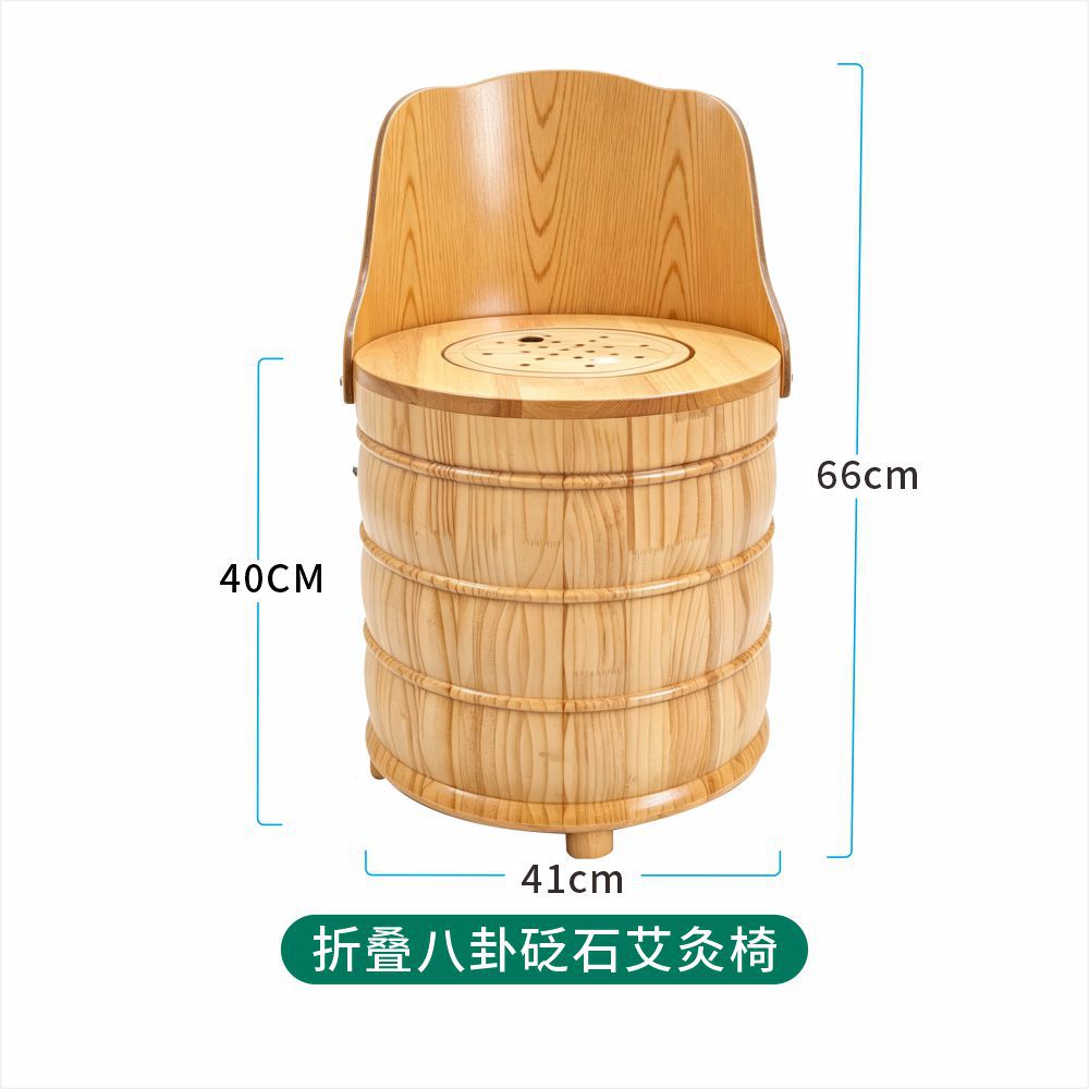 Wooden Moxibustion Chair Foldable Seated Moxa Stool with Backrest for Moxa Stick and Moxa Cone Warming Sessions - Image 5