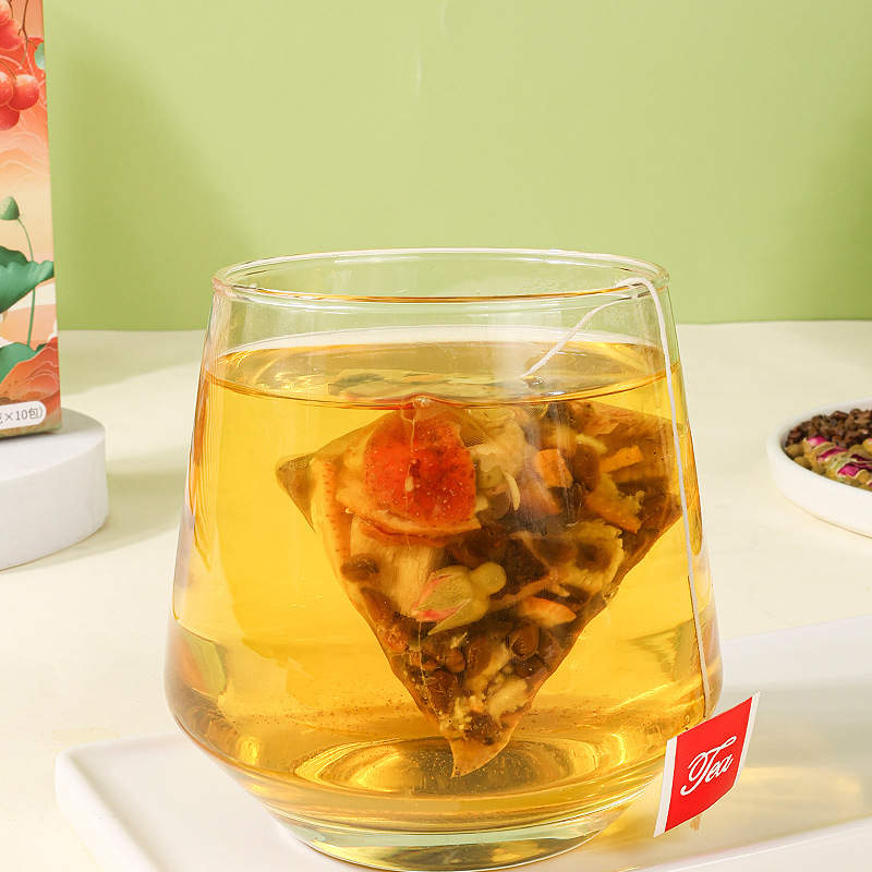 Kudzu Lotus Leaf Hawthorn Tea Ge Gen He Ye Shan Zha Yin 10 Teabags Hot Brew Wellness Drink - Image 4