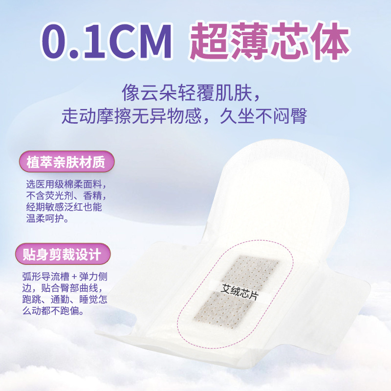 Mugwort Herbal Sanitary Pads Ai Ye Cotton-Soft Winged Daily Liners for Women 10 Pack - Image 2