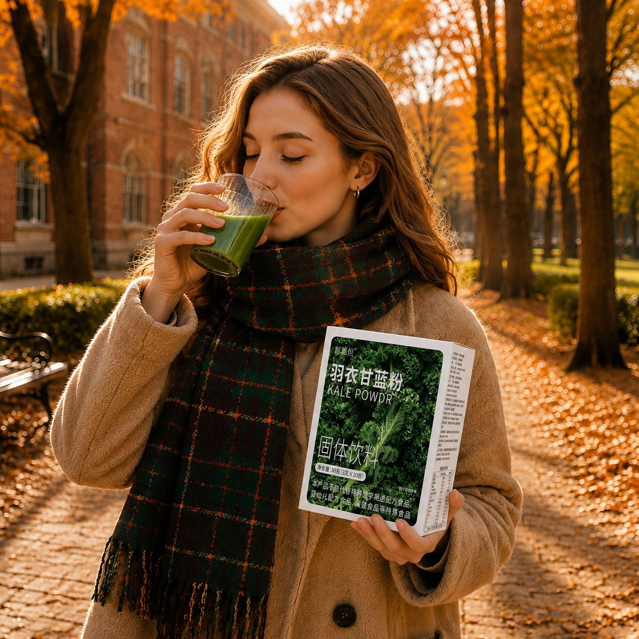 Kale Powder Qing Zhi Juice Dietary Fiber Vegetable Drink Mix Folic Acid Meal Replacement 30g Cup - Image 3