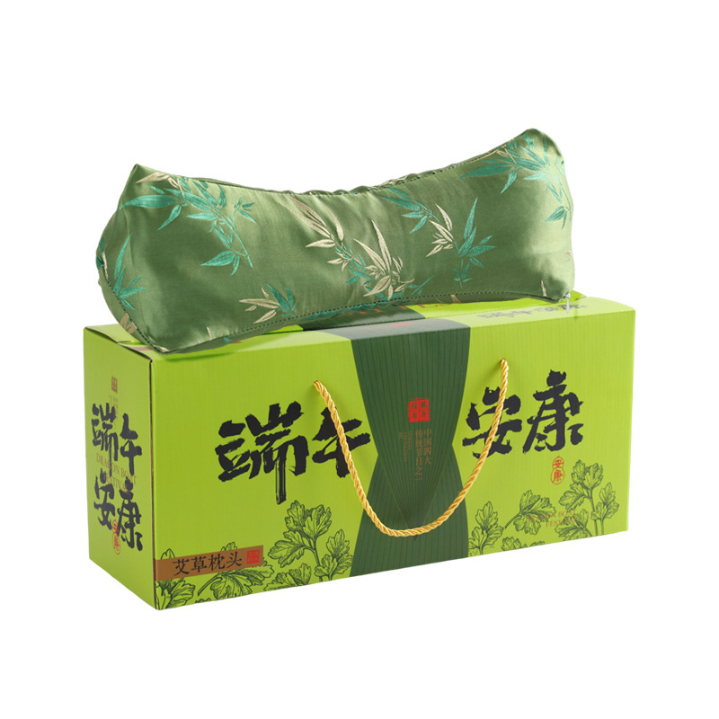 Mugwort Silk Pillow Gift Box Ai Cao Neck Support Triangle Pillow Buckwheat Filling Portable Gift Packaging - Image 5