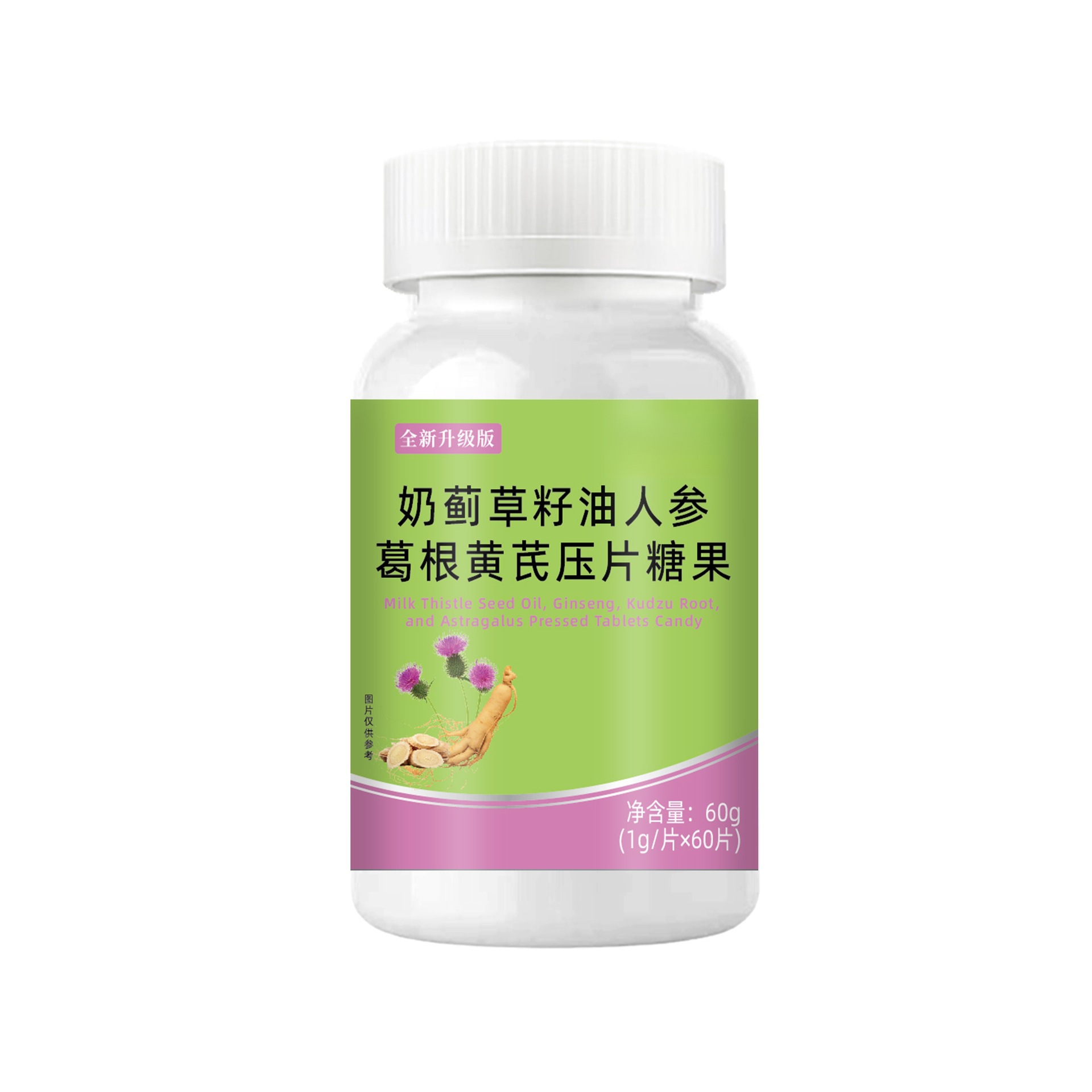 Milk Thistle Seed Oil Ginseng Kudzu Astragalus Chewable Tablets 60g Herbal Supplement - Image 5