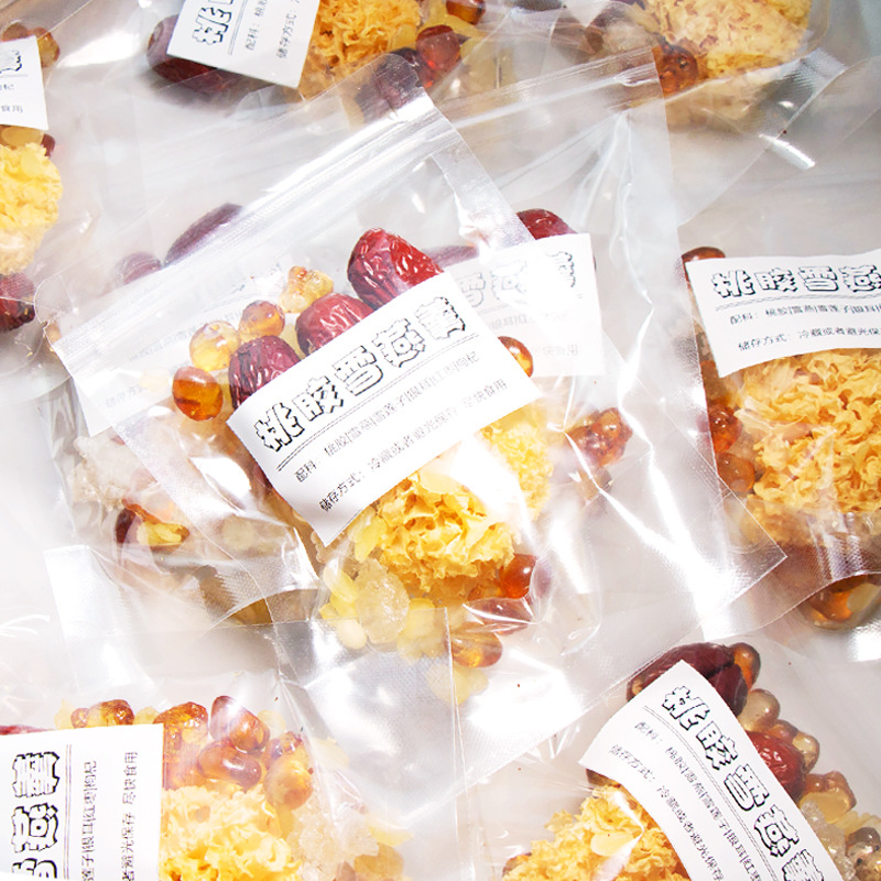 Peach Gum Snow Swallow Soap Nut Rice White Fungus Soup Pack with Red Dates and Goji Berries 50g - Image 2