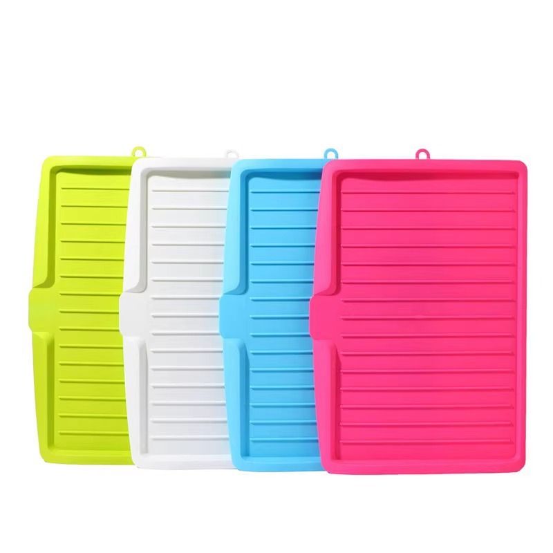 Kitchen Drip Tray Draining Rack for Dishes Bowls Fruit and Tea Set Green Thickened PVC - Image 5
