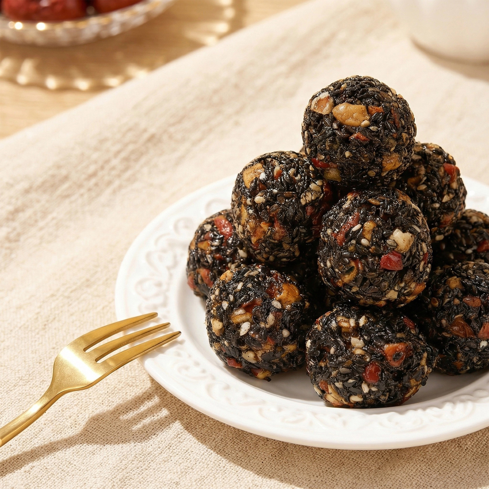 Huang Qi Dang Shen Black Sesame Pills with Red Date and Walnut 72g Traditional Handmade Herbal Snack - Image 2