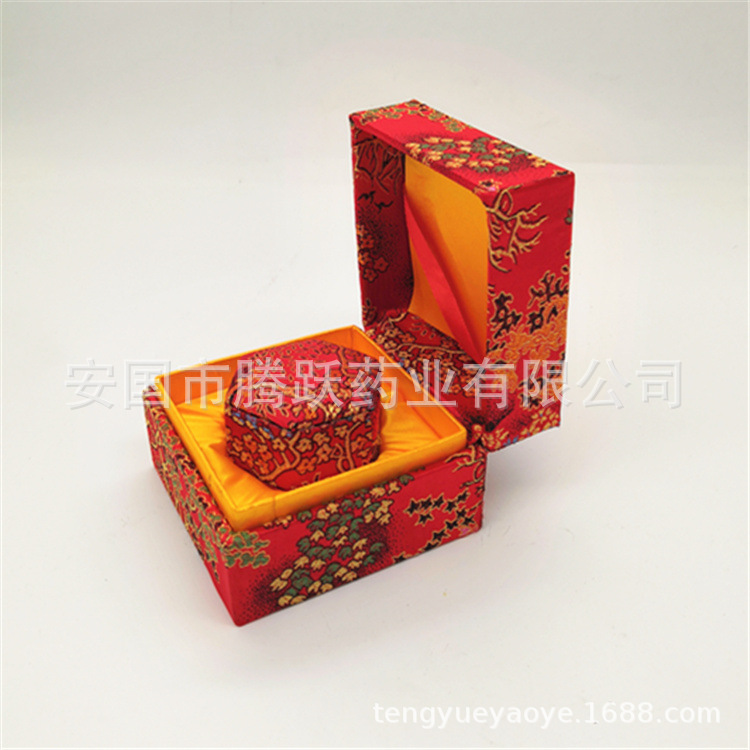 Hexagonal Brocade Gift Box Fabric Covered Cardboard Pill Jewelry Packaging Box Red 6-Insert Buckle Style - Image 4