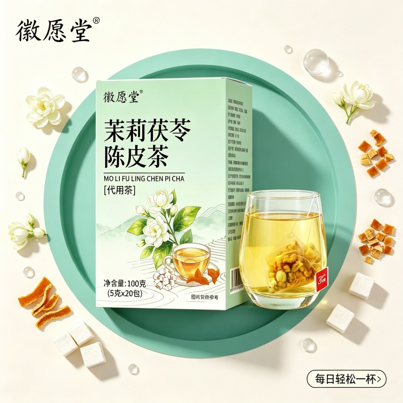 Jasmine Poria Tangerine Peel Tea 100g Triangle Tea Bags 20 Count Sugar Free Hot or Cold Brew - Image 3