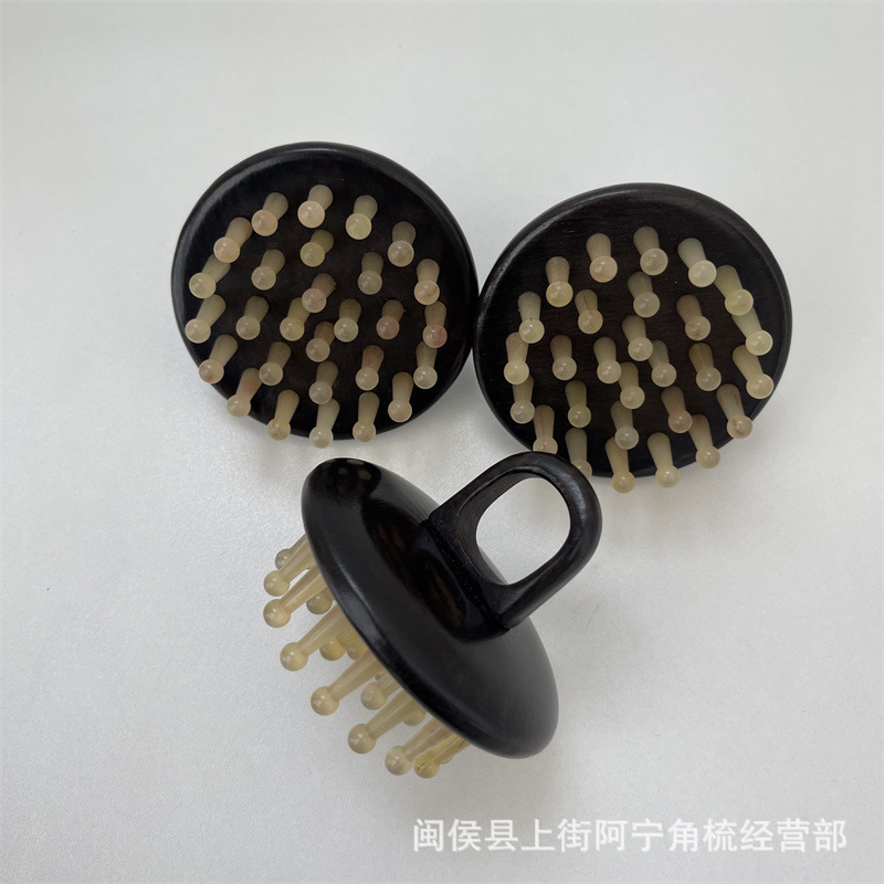 Ebony Wood Meridian Massage Comb 28 Teeth Ring Finger Scalp Comb for Head Therapy Salons Portable - Image 2