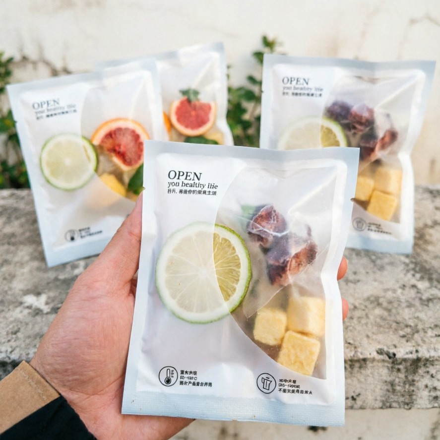Summer Fruit Tea Lemon Mint Sweet Plum Herbal Blend Refreshing Iced Tea 20g Pack - Image 4